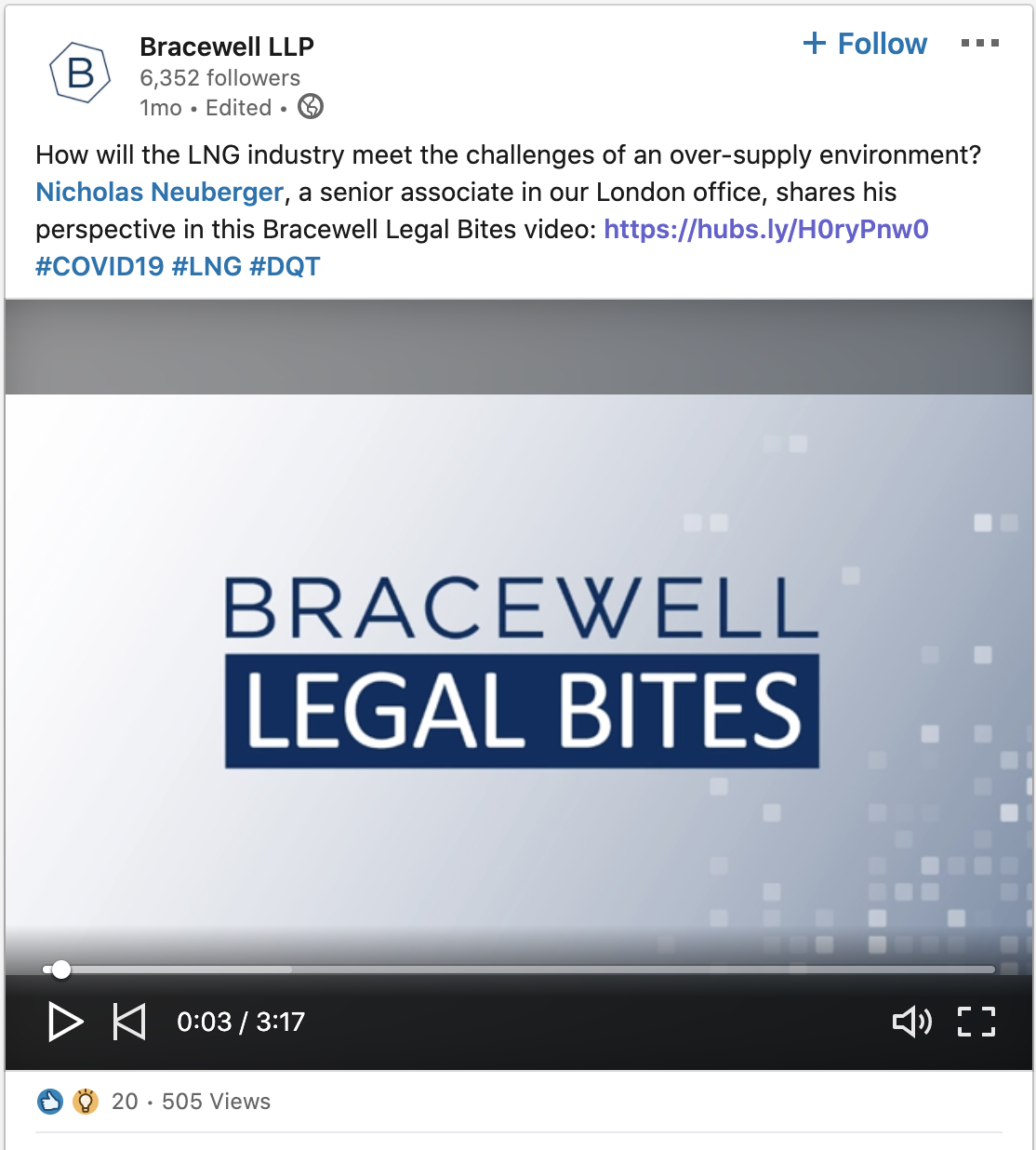 Bracewell LinkedIn Video for Lawyers