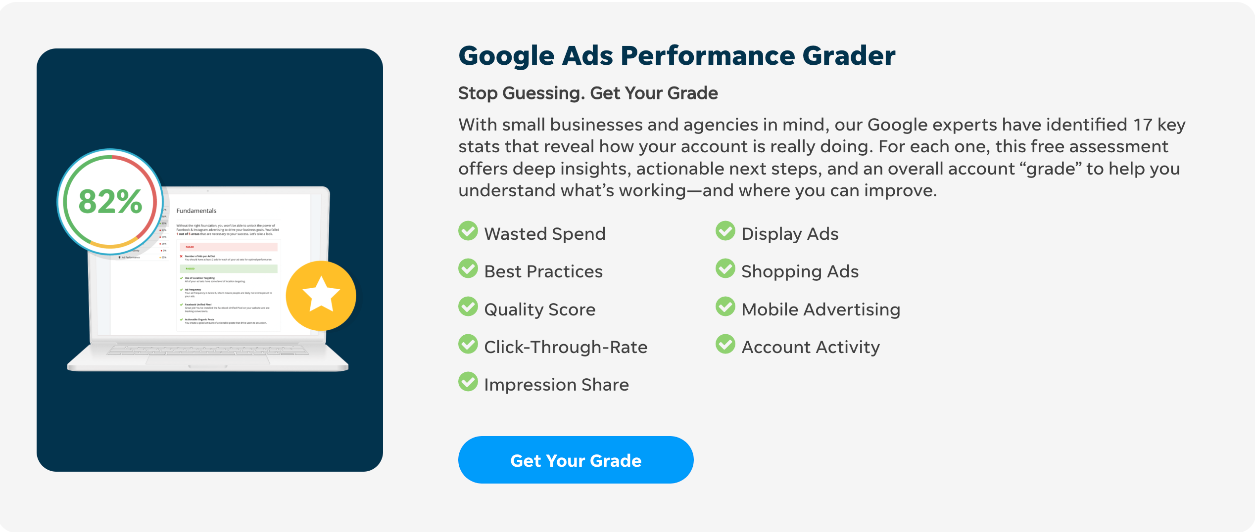 google ads performance grader for law firm PPC